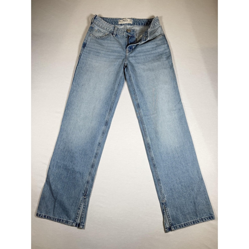 Hollister Jeans Juniors 000R Low Rise Loose Light Wash Straight Denim Blue